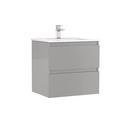Set dulap baza suspendat Gala Daily gri 2 sertare cu lavoar 60 cm