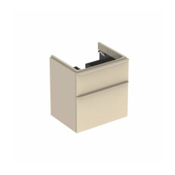 Dulap baza pentru lavoar suspendat Geberit Smyle Square gri nisip 2 sertare 59 cm