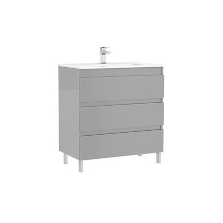 Set dulap baza pe pardoseala Gala Daily gri 3 sertare cu lavoar 80 cm