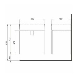 Dulap baza pentru lavoar suspendat cu sertar Kolo Twins 60 cm, negru mat