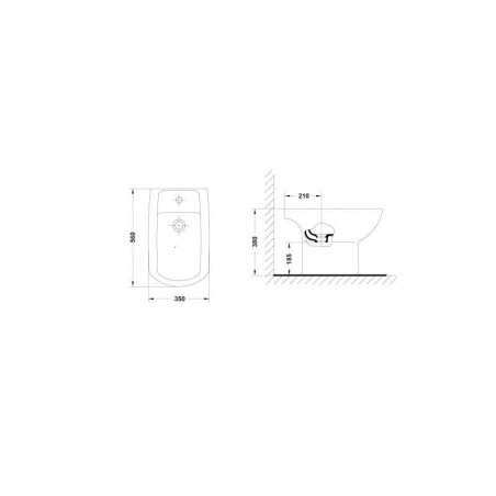 Bideu pe pardoseala Gala Smart 56x35 cm, alb