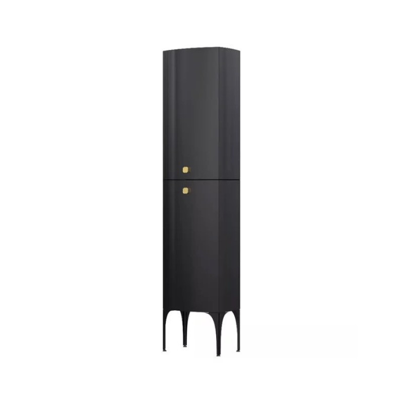 Dulap inalt tip coloana Oristo Louis 47 x 170H x 32.5 cm cu 2 usi, negru lucios