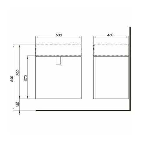 Dulap baza pentru lavoar suspendat Kolo Twins 60 cm, negru mat