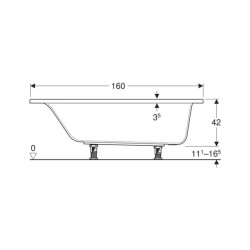 Cada baie dreptunghiulara Geberit Selnova Square 160x70 cm