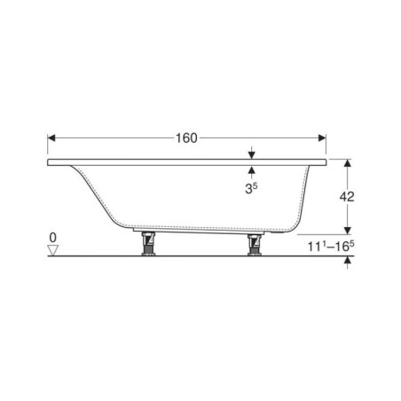 Cada baie dreptunghiulara Geberit Selnova Square 160x75 cm
