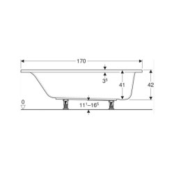 Cada baie dreptunghiulara Geberit Selnova Square 170x70 cm