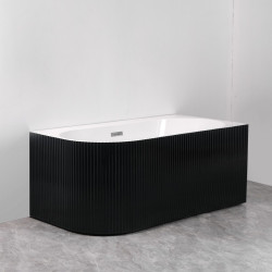 Cada baie freestanding pe colt dreapta cu Riflaj 170x75 finisaj negru lucios