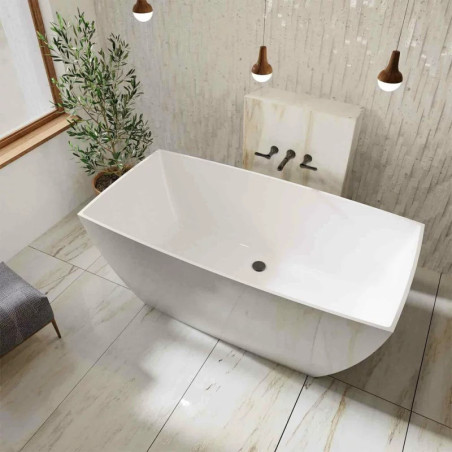Cada freestanding din compozit Vayer Gemini alb 147x74 cm