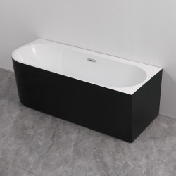 Cada freestanding 170x75, finisaj negru lucios , colt dreapta