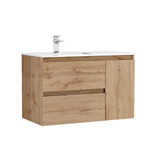 Mobilier cu lavoar Gala Daily 90 cm, sertar, usa, mat, maro | AmmeBath.ro