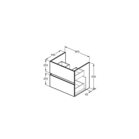Eurovit+, alb lucios, mobilier suspendat pentru lavoar, 600x440x550mm, cu 2 sertare, r0259wg