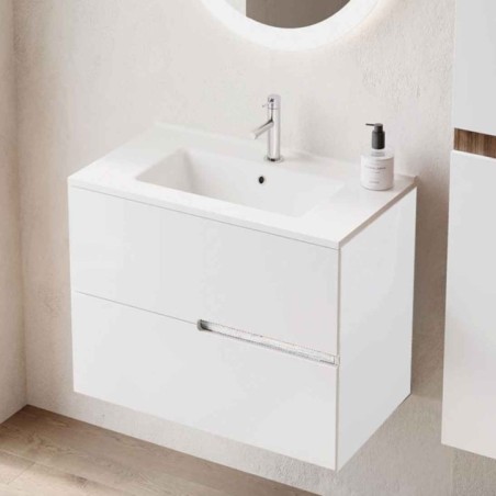 Toledo, alb lucios, mobilier pt lavoar 80, suspendat, cu 2 sertare soft close, 80x46xh51cm, toledo-80 mob alb