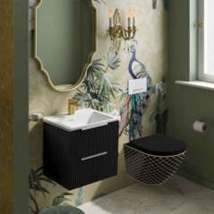 Trendi, black night, set vas wc suspendat, rimless, 36.5x49cm + capac black, soft close quick release, 35450