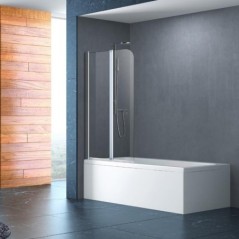 Round 2 easy clean, paravan de cada din 2 elemente pliabile, 80x140cm, sticla securizata transparenta 4mm, profil crom, p08bs | 