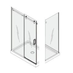 Paloma 100x80, cabina de dus dreptunghiulara formata din usa culisanta 2 elemente 100x200cm (r14sc01 100) + perete lateral fi