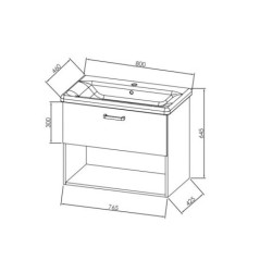 Evelin, oue 80 ii gri/antracit, set mobilier cu sertar + lavoar, 80x46cm, 573900