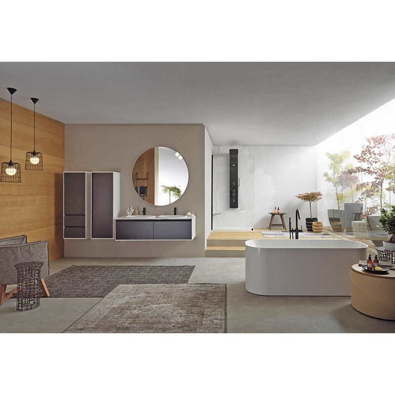 Pandora oup 150 black stone, set mobilier + lavoar din marmura turnata, 150cm, 514230