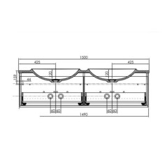 Pandora oup 150 black stone, set mobilier + lavoar din marmura turnata, 150cm, 514230 | AmmeBath.ro