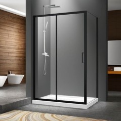 Iris black 120x90 n easy clean, cabina de dus dreptunghiulara formata din usa culisanta 2 elemente 120x200cm (s02sc01bl-120x2 |