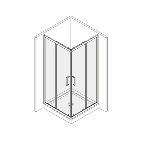 Hector 80 n easy clean, cabina patrata cu usi culisante, cu acces pe colt, 80x80x200 cm, crom, s02re02 80x200