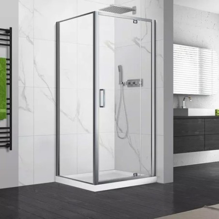 Anda, cabina de dus dreptunghiulara 100x80cm, formata din usa batanta 100x200cm (p19sc01 100) + perete lateral fix 80x200cm ( |