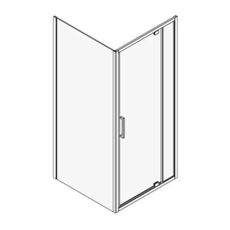 Anda, cabina de dus dreptunghiulara 100x80cm, formata din usa batanta 100x200cm (p19sc01 100) + perete lateral fix 80x200cm (