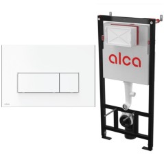 Set rezervor WC incastrat Alcadrain cu clapeta de actionare, Alb Mat, M576