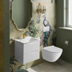 Trendi, alb mat, set vas wc suspendat, rimless, 36.5x49cm + capac soft close quick release, 25963