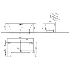 Elektra/o d sp, alba, cada freestanding, de dreapta, cu panou integrat, 185x85cm, acril,513480