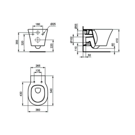 Vas wc suspendat Ideal Standard Connect Air AquaBlade, negru mat