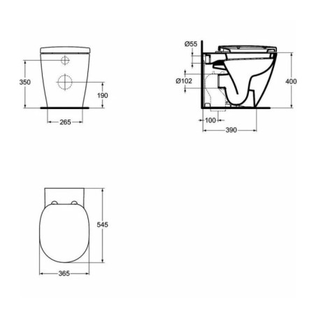 Vas wc pe pardoseala BTW Ideal Standard Connect Aquablade pentru rezervor ingropat
