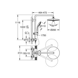 Coloana de dus cu baterie termostatata Grohe Euphoria New 260, 27296003