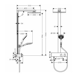 Coloana de dus cu baterie termostatata Hansgrohe Raindance E300 ShowerTablet