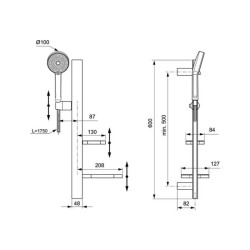 Set de dus cu bara 60 cm Ideal Standard Alu+ 2 functii din aluminiu, rose mat