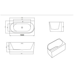Cada freestanding pe colt stanga Linea 150x75x58 | AmmeBath.ro